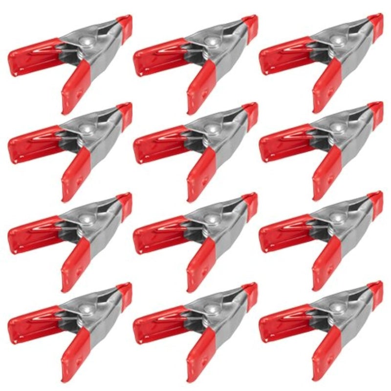 WideskallÂ® 2" inch Mini Metal Spring Clamps w/Red Rubber Tips Clips (Pack of 12)